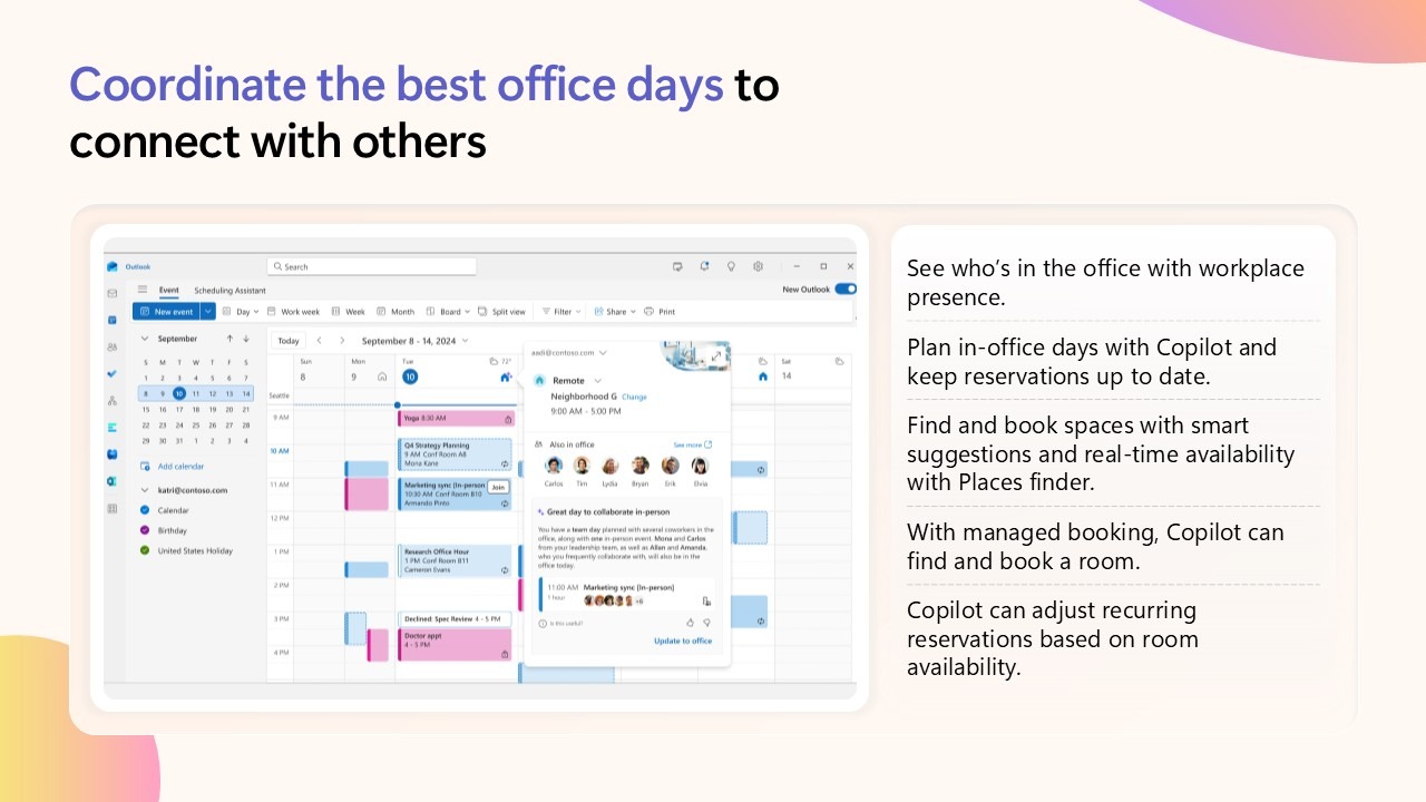 Microsoft Teams adoption - coordinate the best office days to connect with your colleagues.